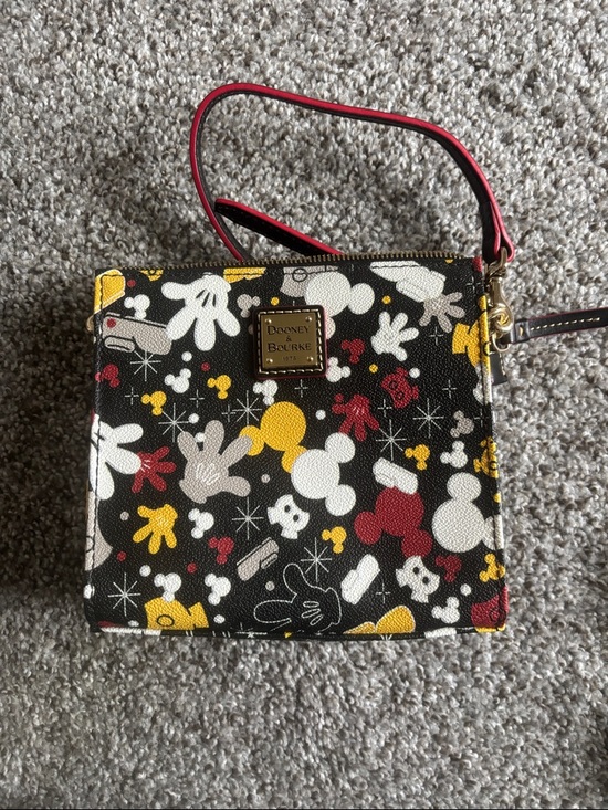 Dooney & Bourke Handbags - Dooney & Bourke Black Wristlet with Red, Yellow & White Mickey Print